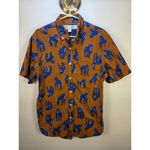 Old Navy Men's Short Sleeves Shirt Slim Fit Built-in Flex Large Brown With Blus